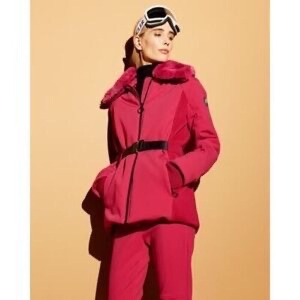 fusalp clea bltd zip ski jacket with faux fur pink 40/US4